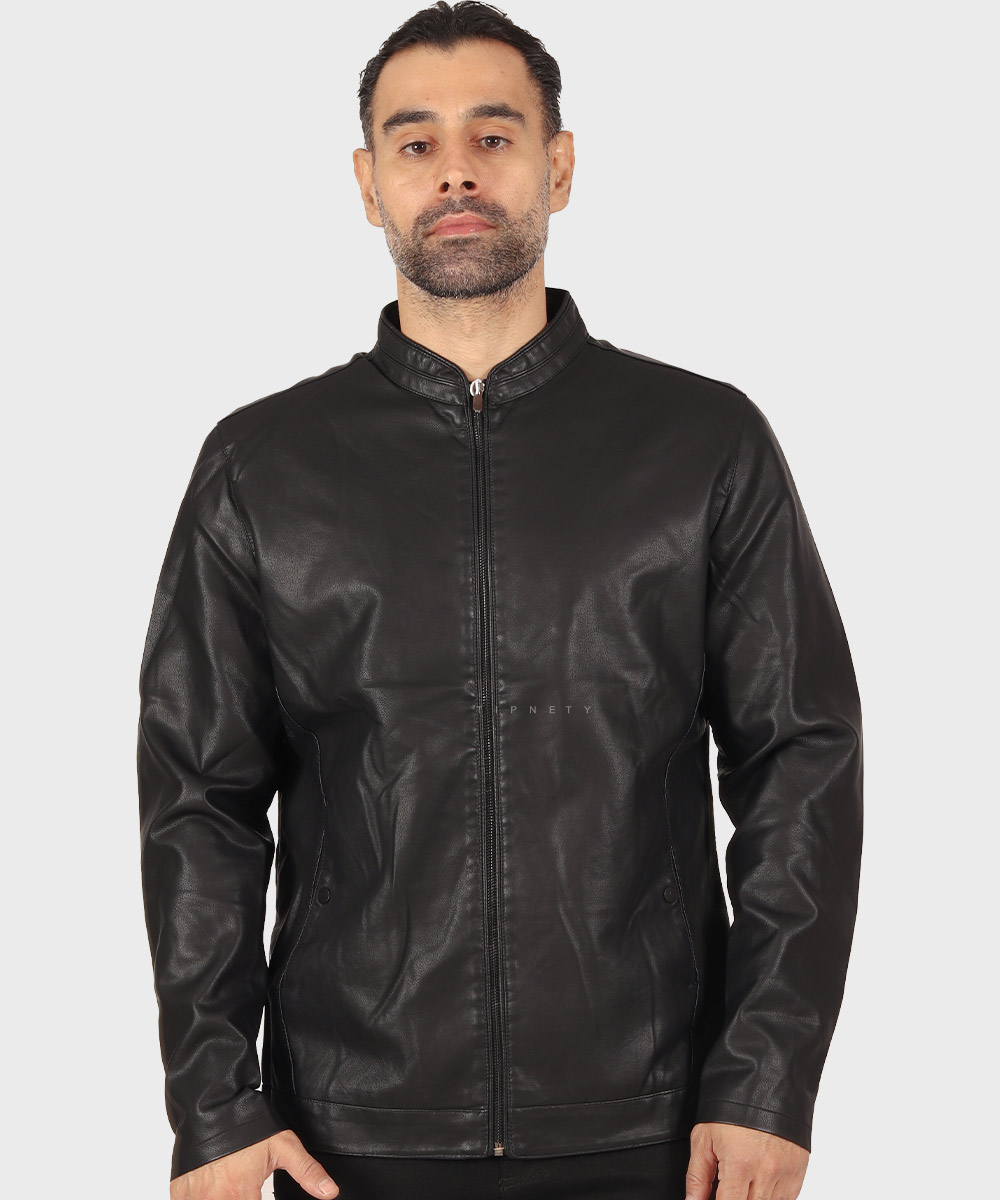         نسکافه ای استخوانی مشکی زمستانه کت چرم 2513  - تصویر 3