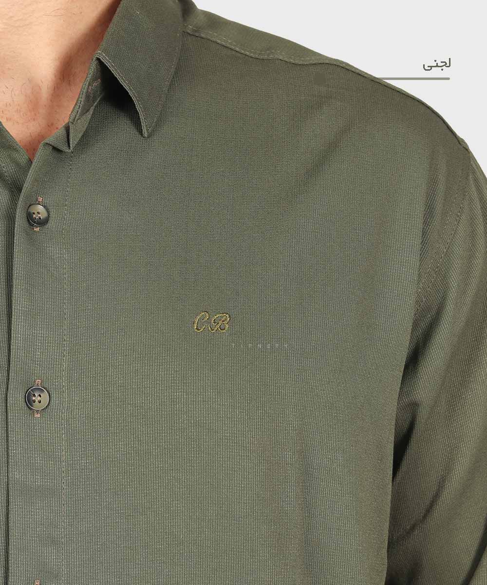                                                                   یشمی لجنی طوسی تیره نفتی خاکی مشکی سفید فیروزه ای طوسی روشن سورمه ای پیراهن آستین بلند فیت 0126  - تصویر 6