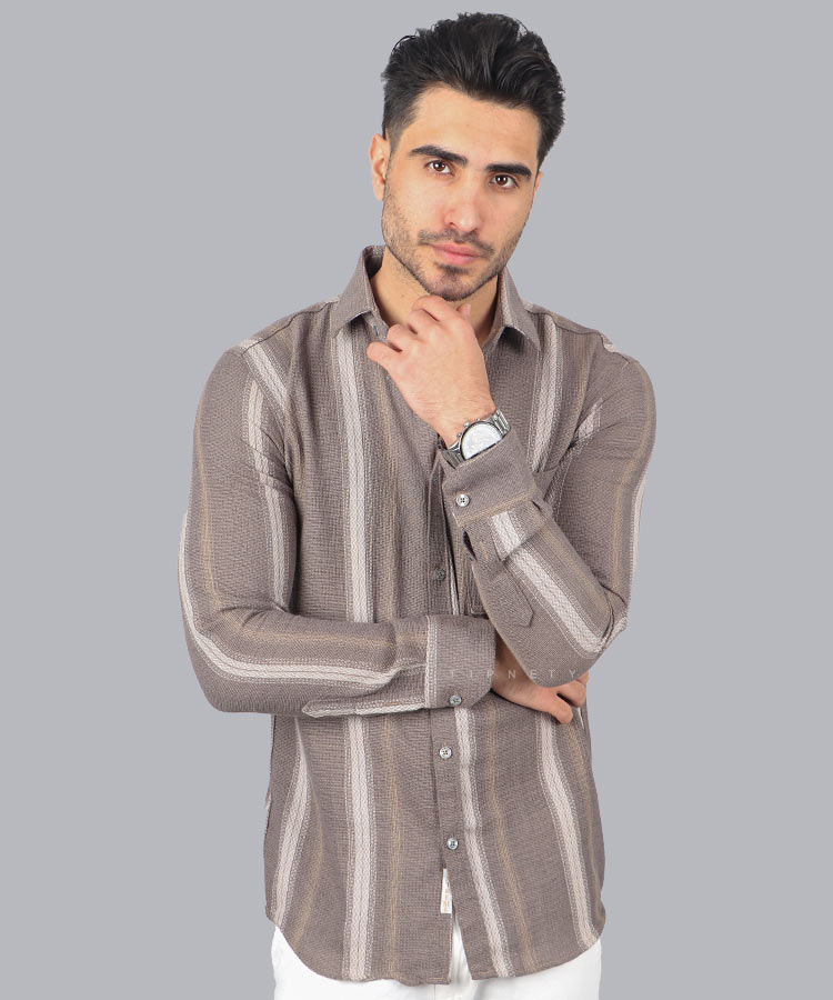 پیراهن مردانه آستین بلند کنفی 0126