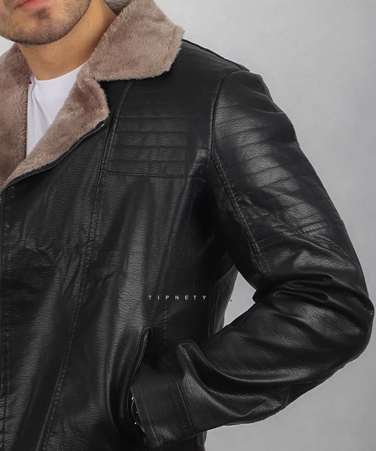                                                         مشکی قهوه ای سورمه ای زمستانه کت چرم 2252  - تصویر 4