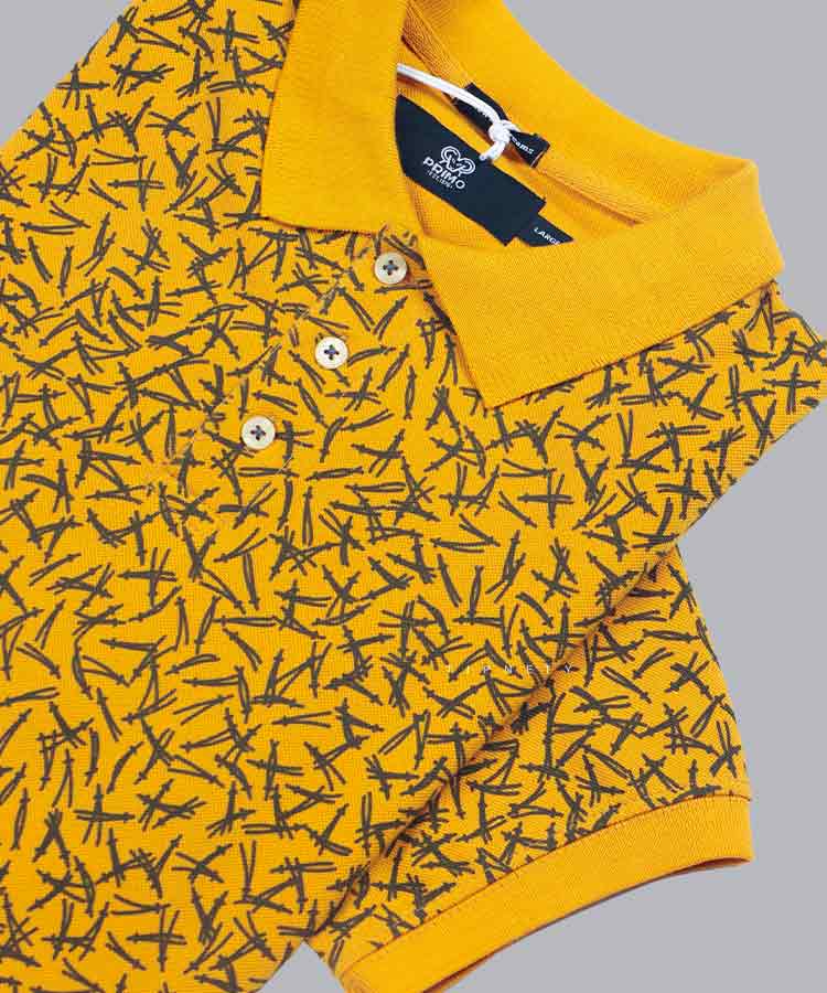 تیشرت یقه دار مردانه طرح دار 1442