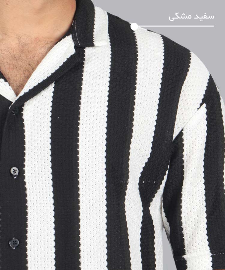                                                     سفید مشکی پیراهن یقه انگلیسی 1715  - تصویر 6