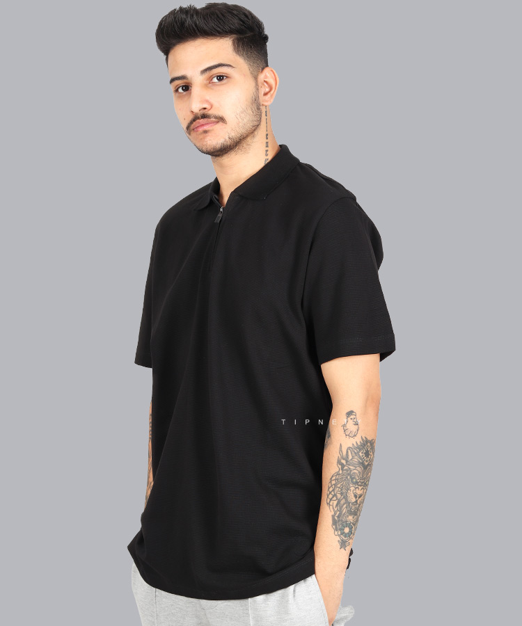                                                                                                 سبز ملانژ سورمه ای سفید مشکی تیشرت یقه دار 0563  - تصویر 5