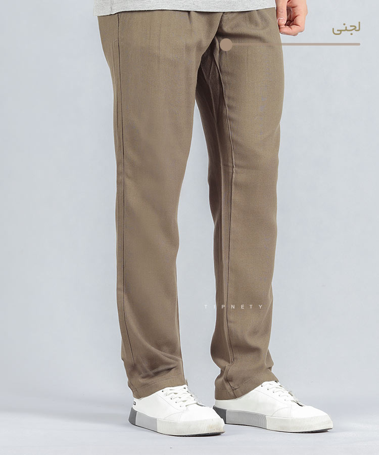                                                                                                                               خاکی استخوانی زیتونی سبز کرم سفید مشکی لجنی شلوار پارچه ای لینن 0072  - تصویر 5