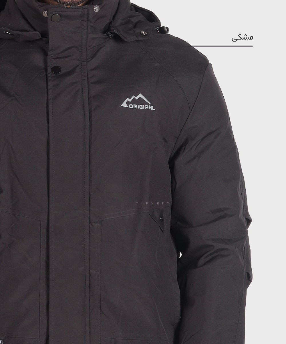 مشکی لجنی استخوانی صدری زمستانه کاپشن 7315  - تصویر 3