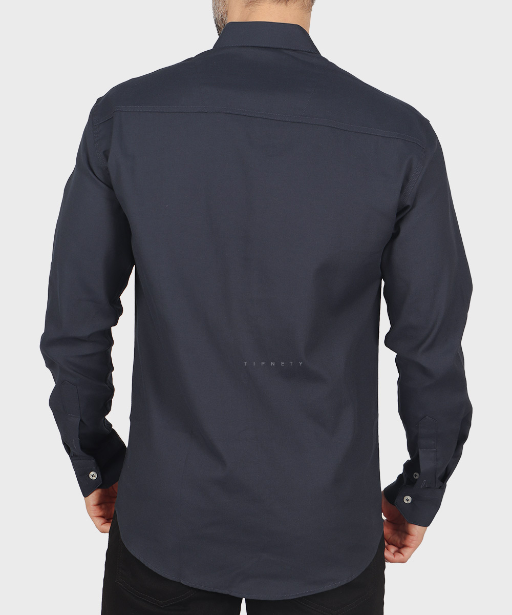                 سورمه ای آبی چرک یشمی پیراهن آستین بلند فیت 0360  - تصویر 3