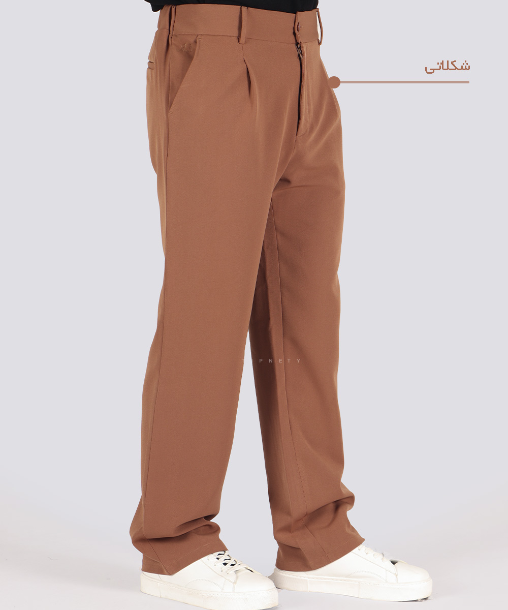                                                                 سورمه ای طوسی تیره مشکی کرم شکلاتی شلوار پارچه ای بگ استایل 0921  - تصویر 8