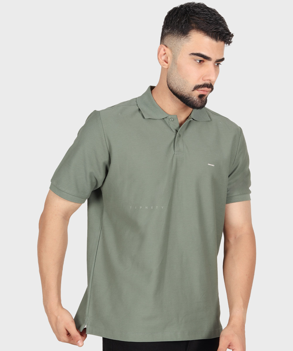                               سورمه ای سبز صدری کرم تیشرت یقه دار 0596  - تصویر 3