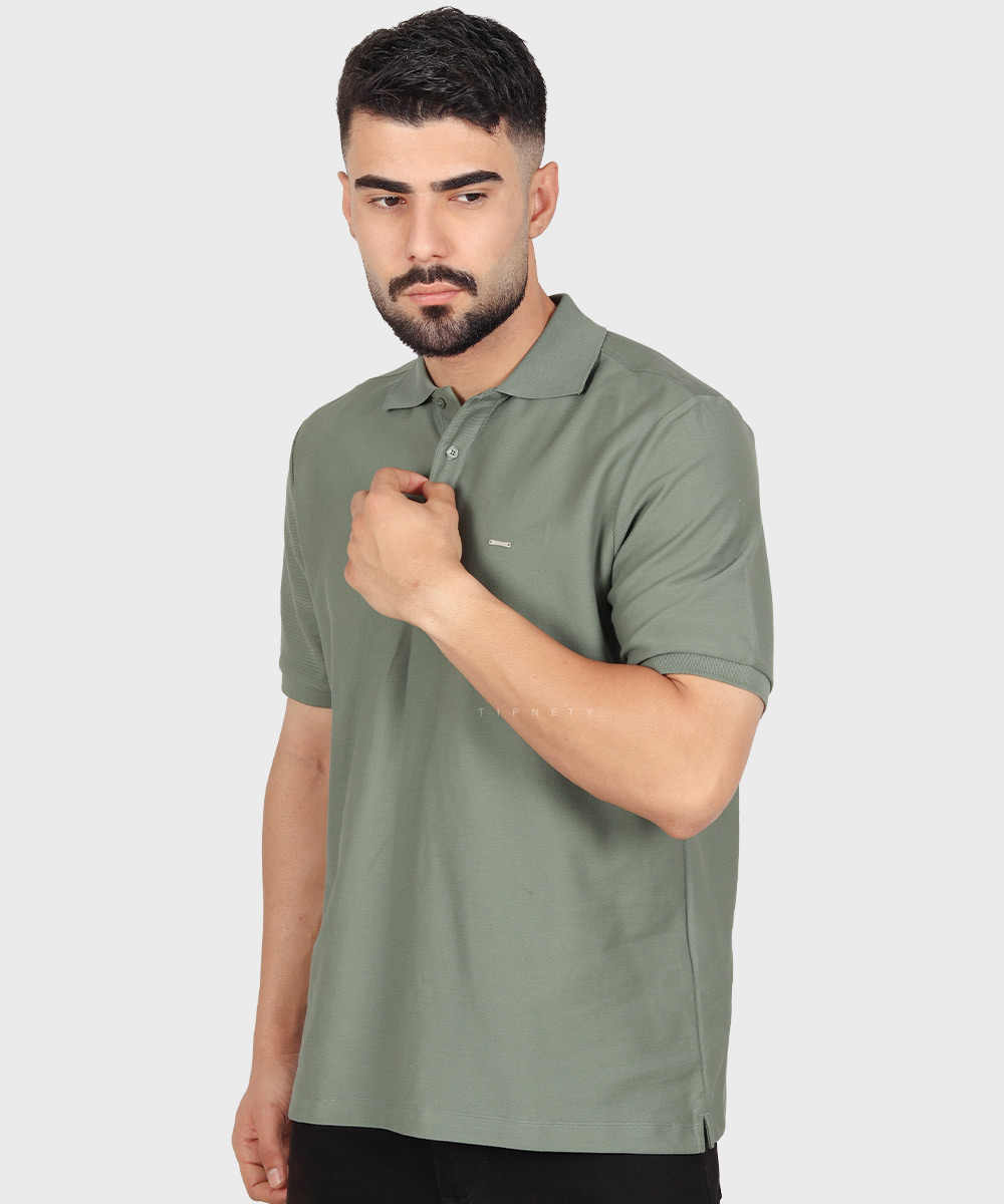                               سورمه ای سبز صدری کرم تیشرت یقه دار 0596  - تصویر 11