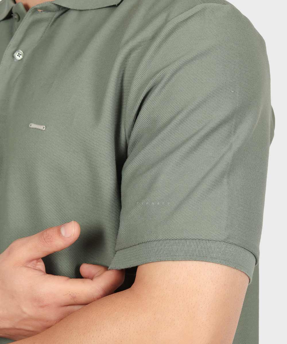                               سورمه ای سبز صدری کرم تیشرت یقه دار 0596  - تصویر 9