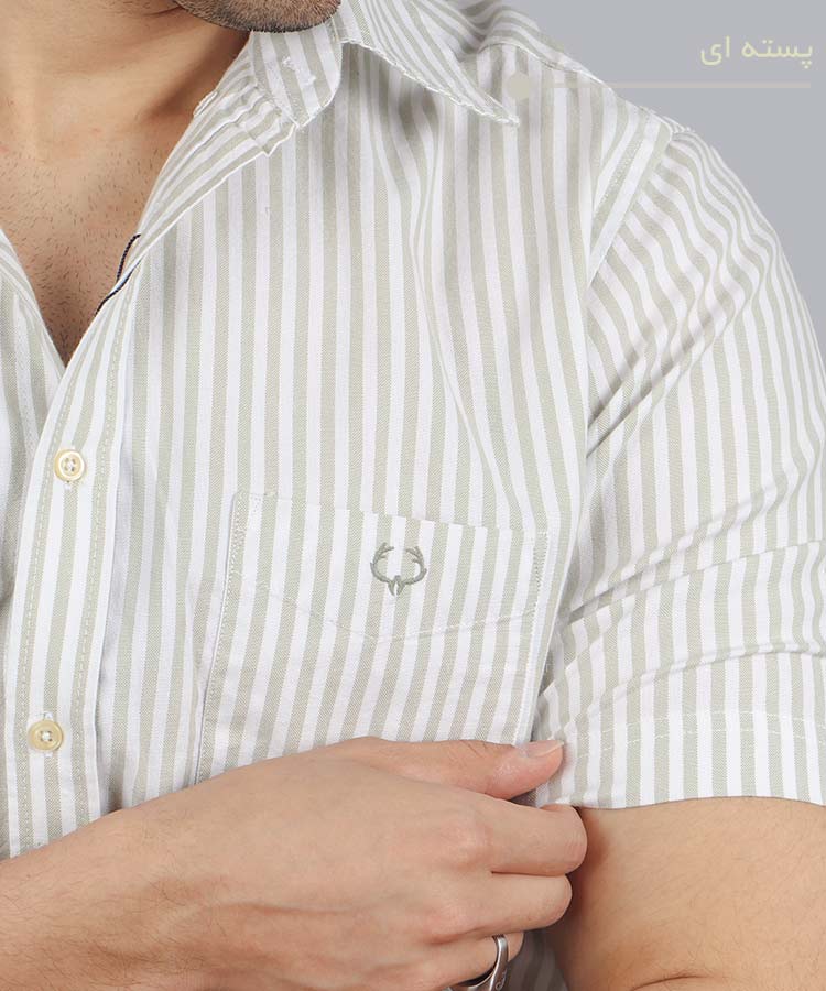                                 لجنی پسته ای آبی پیراهن آستین کوتاه کلاسیک 4354  - تصویر 3