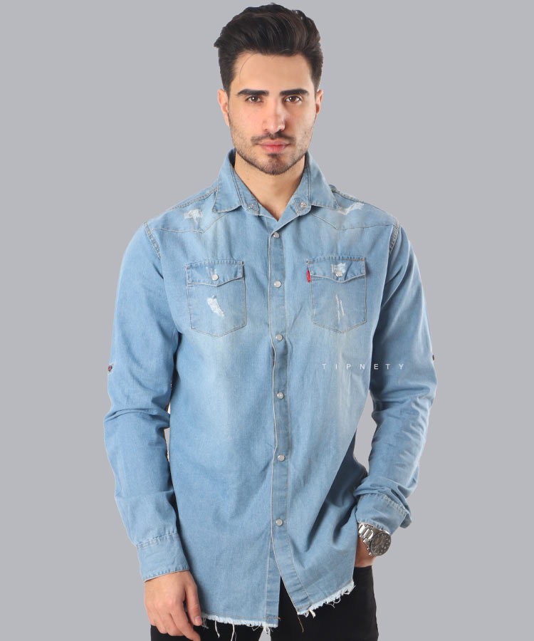 پیراهن مردانه آستین بلند جین 0939