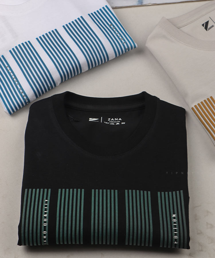                                                                                                                           سورمه ای طوسی سفید مشکی تیشرت چاپی 1165  - تصویر 3