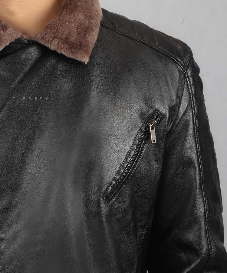                                                                                                         عسلی قهوه ای مشکی زمستانه کت چرم 2265  - تصویر 5