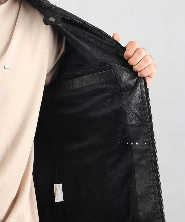                                                             مشکی زمستانه کت چرم 2017  - تصویر 3