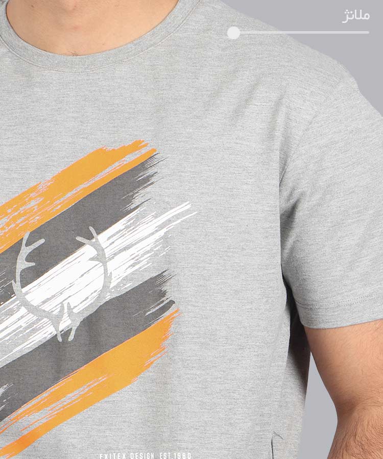                                                                                                                                             لجنی سفید ملانژ قرمز       تیشرت چاپی 0439  - تصویر 3