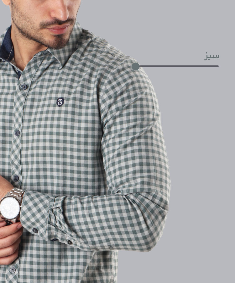                                                                                                                         خردلی آبی طوسی سبز سورمه ای پیراهن آستین بلند فیت 2490  - تصویر 4