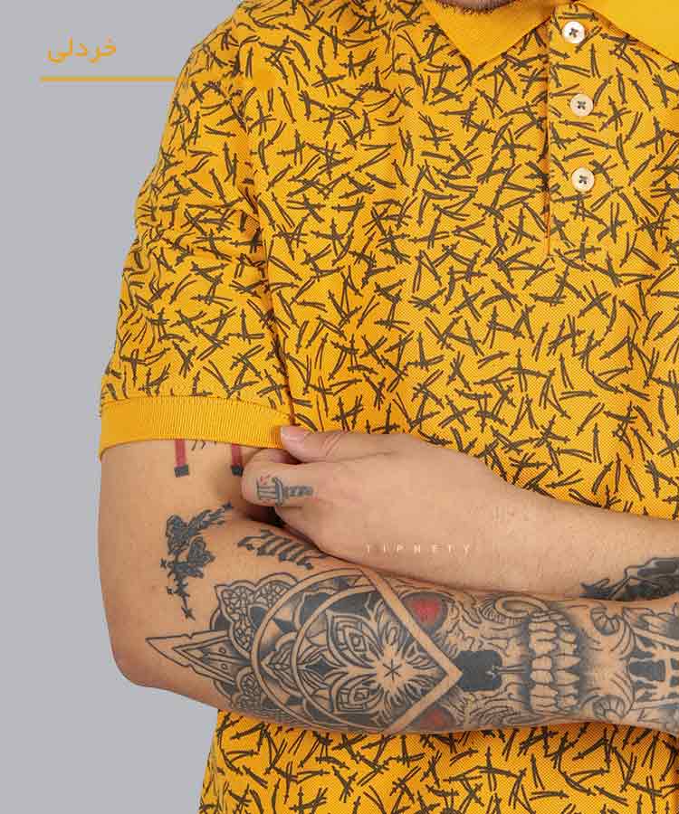             شکلاتی     ملانژ                                                                                     خردلی بنفش آجری تیشرت یقه دار 1442  - تصویر 5