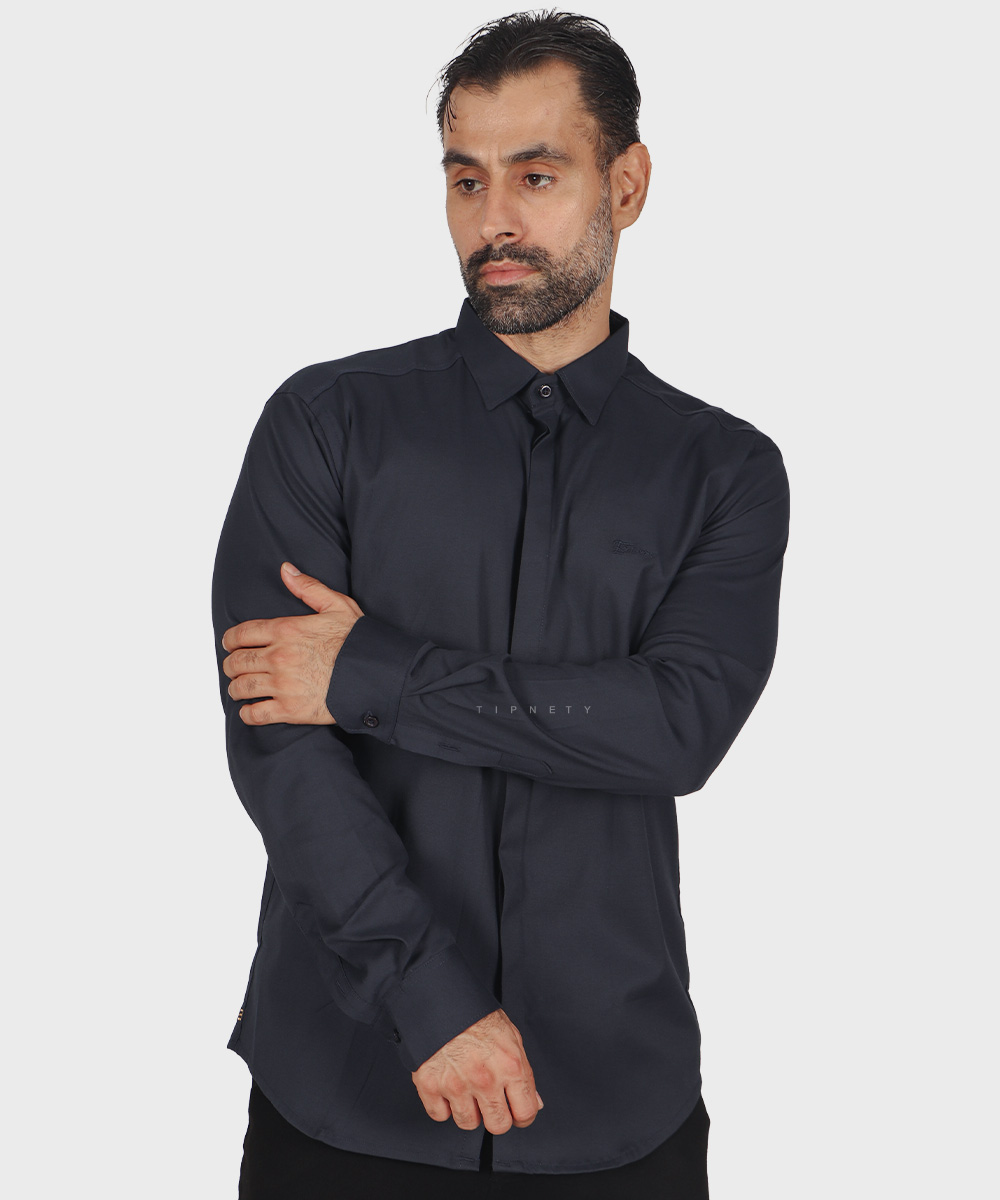         سورمه ای پیراهن آستین بلند فیت 0198  - تصویر 5