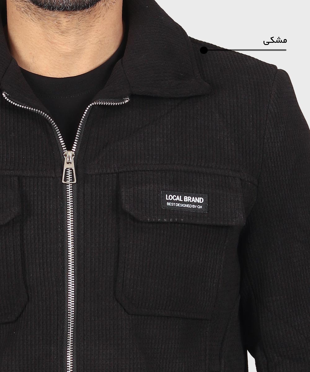                         خاکی صدری مشکی زمستانه کت کتان 2602  - تصویر 5