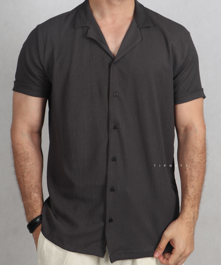                                                                         صدری نوک مدادی شیری طوسی مشکی پیراهن یقه انگلیسی 1310  - تصویر 4