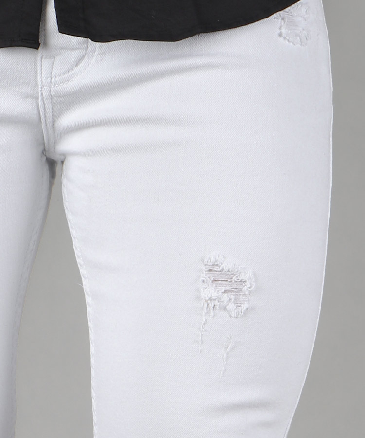 شلوار جین اسکینی مردانه سفید زخمی 0417