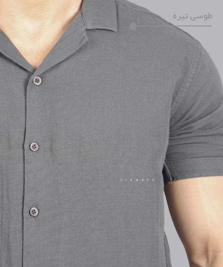                                                                                                 طوسی تیره خردلی خاکی سبز شارپ فرمی پیراهن لش 0207  - تصویر 6