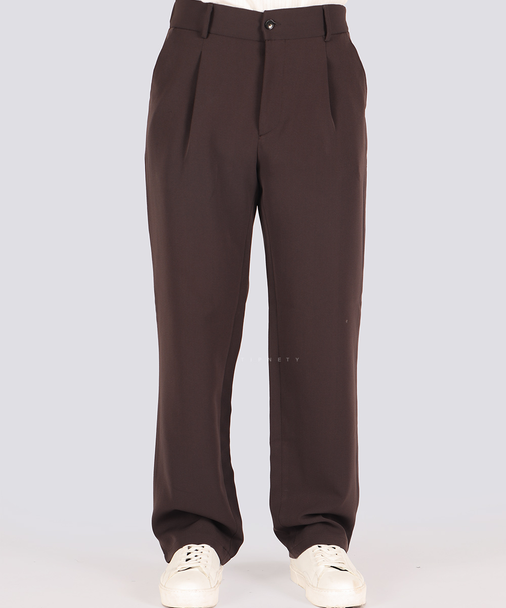                                                                 سورمه ای طوسی تیره مشکی کرم شکلاتی شلوار پارچه ای بگ استایل 0921  - تصویر 5