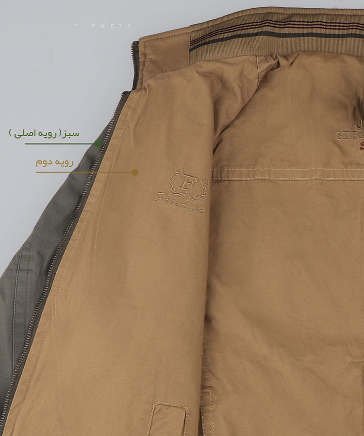                                                                                                     کرم شتری سبز مشکی زمستانه کت کتان 9822  - تصویر 26