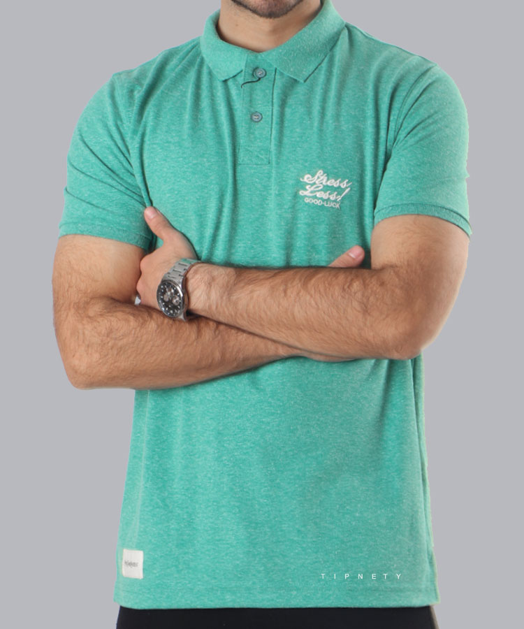                                                             سورمه ای لجنی نارنجی آبی فیروزه ای دودی سبز بنفش زرشکی تیشرت یقه دار 1250  - تصویر 3