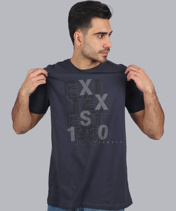 تیشرت دودی طرح دار مردانه 0420