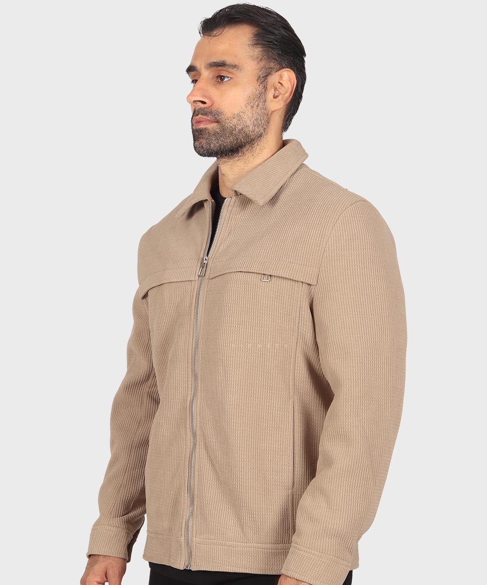                                         خاکی طوسی صدری زمستانه کت کتان 2603  - تصویر 8