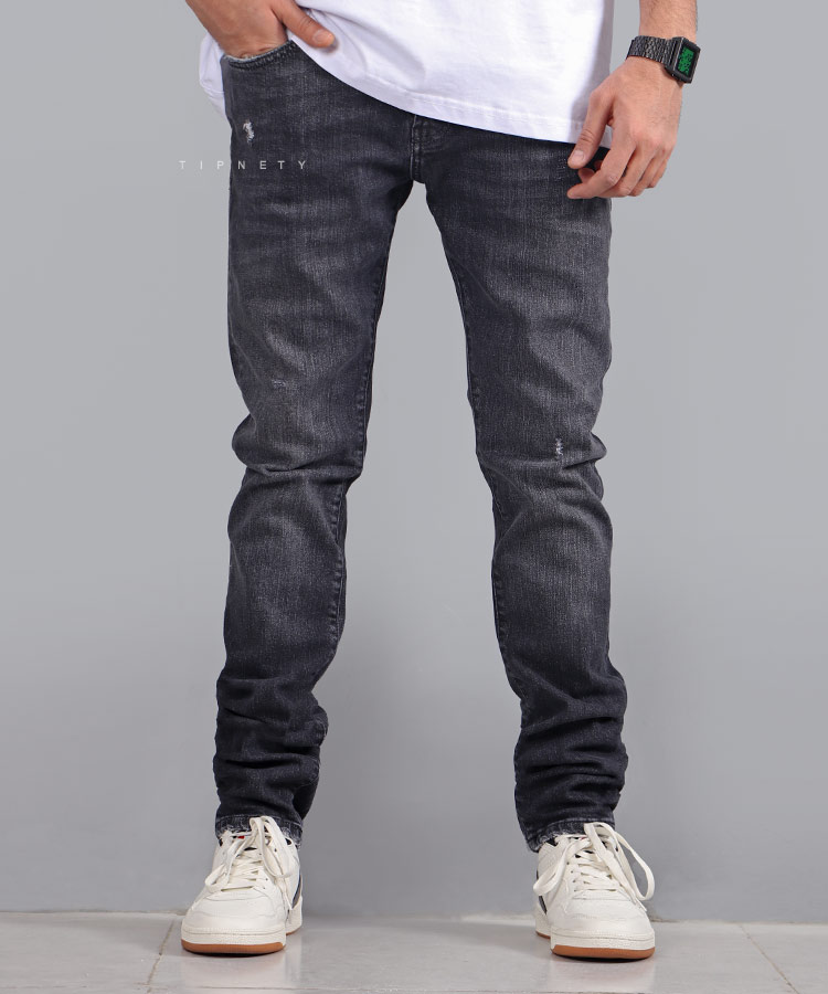 شلوار جین اسلیم مردانه ذغالی 3043