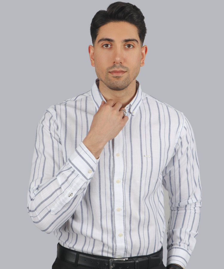                                                     آبی تیره پیراهن آستین بلند فیت 1247  - تصویر 3