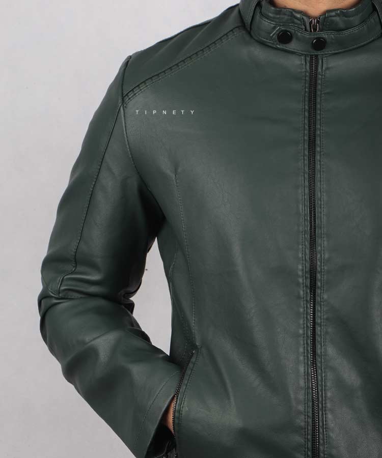                                                                                                                                 یشمی مشکی عسلی زمستانه کت چرم 2308  - تصویر 4