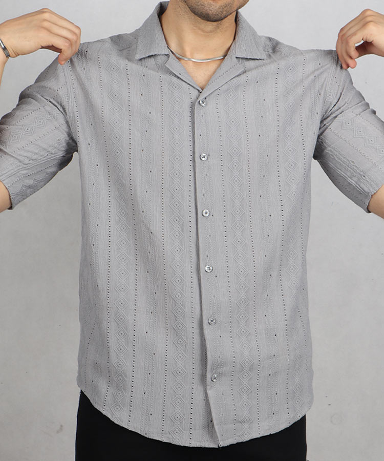                                                                                                                                                 شتری مشکی سبز شیری طوسی پیراهن یقه انگلیسی 0332  - تصویر 3