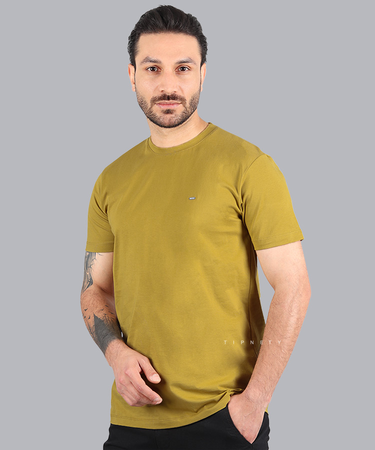 تیشرت ساده خردلی مردانه 9153