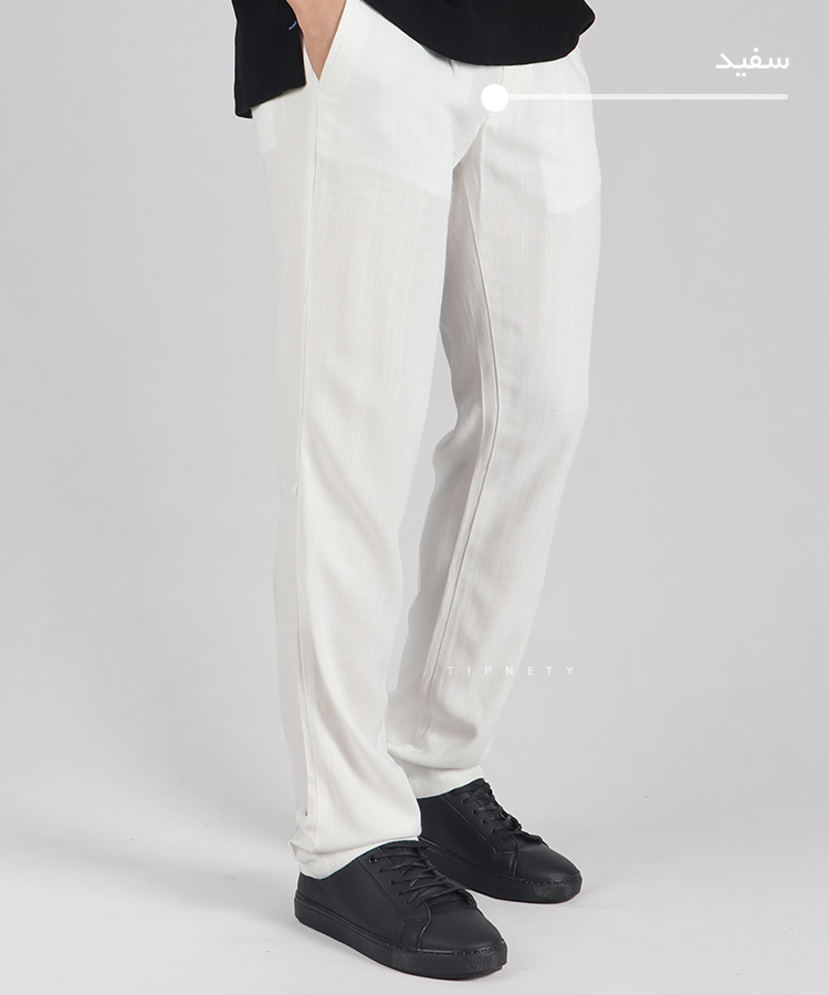                                                                                                                                                                                                                                           خاکی استخوانی زیتونی سبز کرم سفید مشکی لجنی شلوار پارچه ای لینن 0072  - تصویر 7