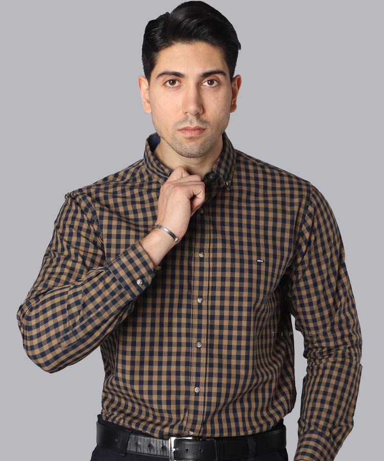 پیراهن مردانه آستین بلند چهارخانه 0951