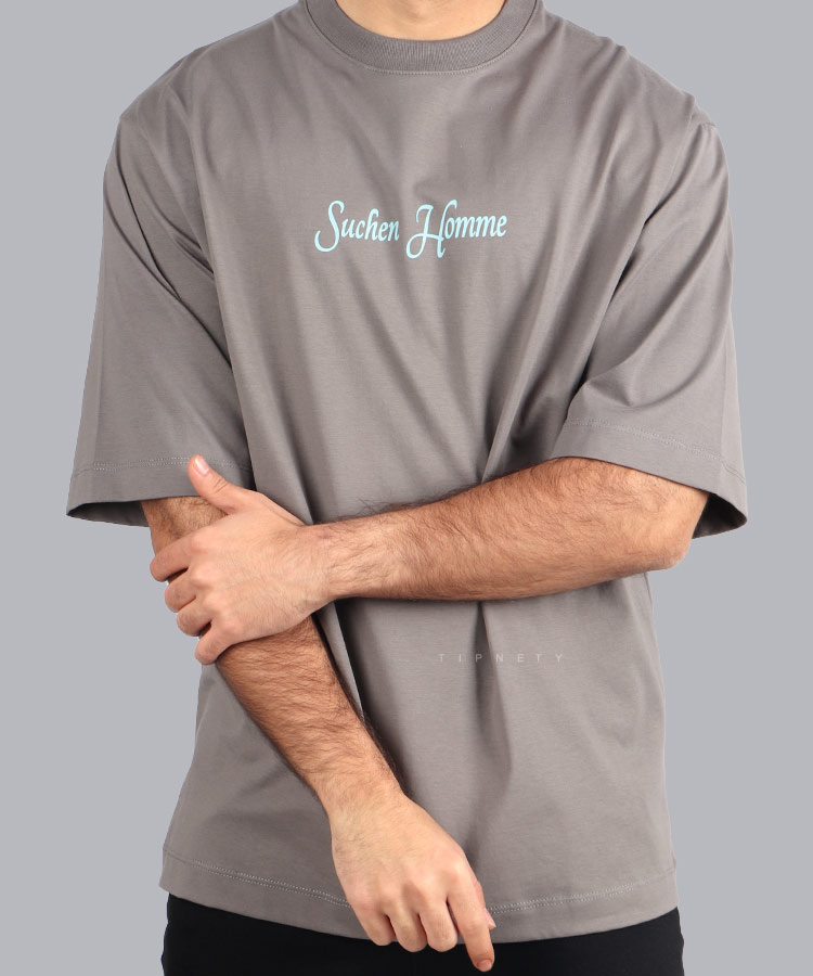                                                 سفید طوسی مشکی تیشرت لش 1333  - تصویر 4