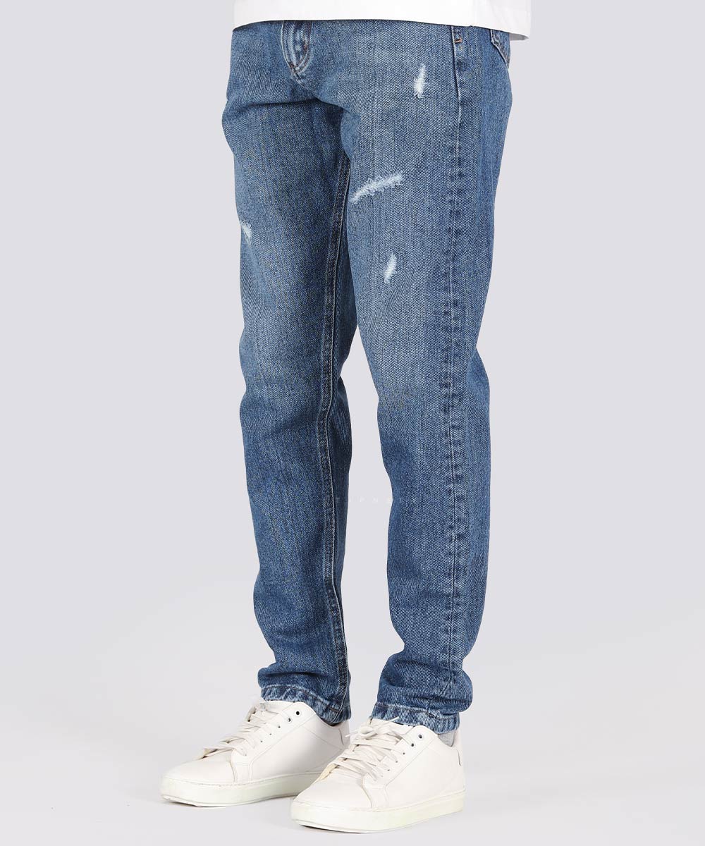 شلوار جین مام فیت مردانه آبی تیره 0665