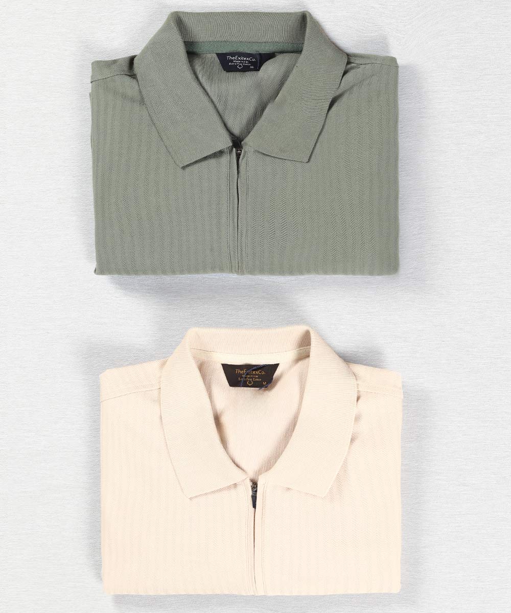                   سبز کرم تیشرت یقه دار 0592  - تصویر 2