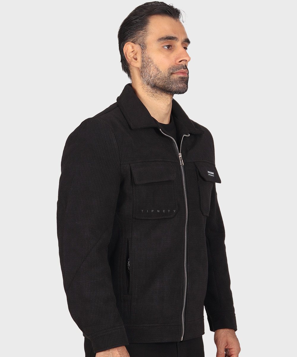                         خاکی صدری مشکی زمستانه کت کتان 2602  - تصویر 11