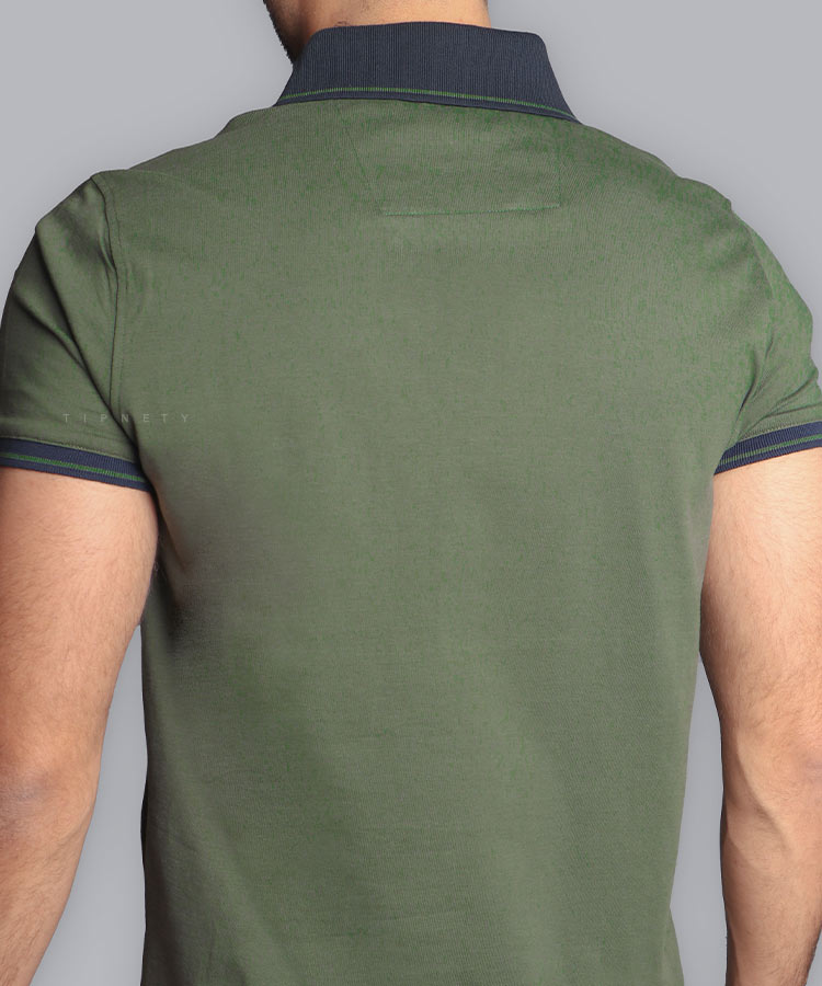 تیشرت یقه دار سبز مردانه 8123