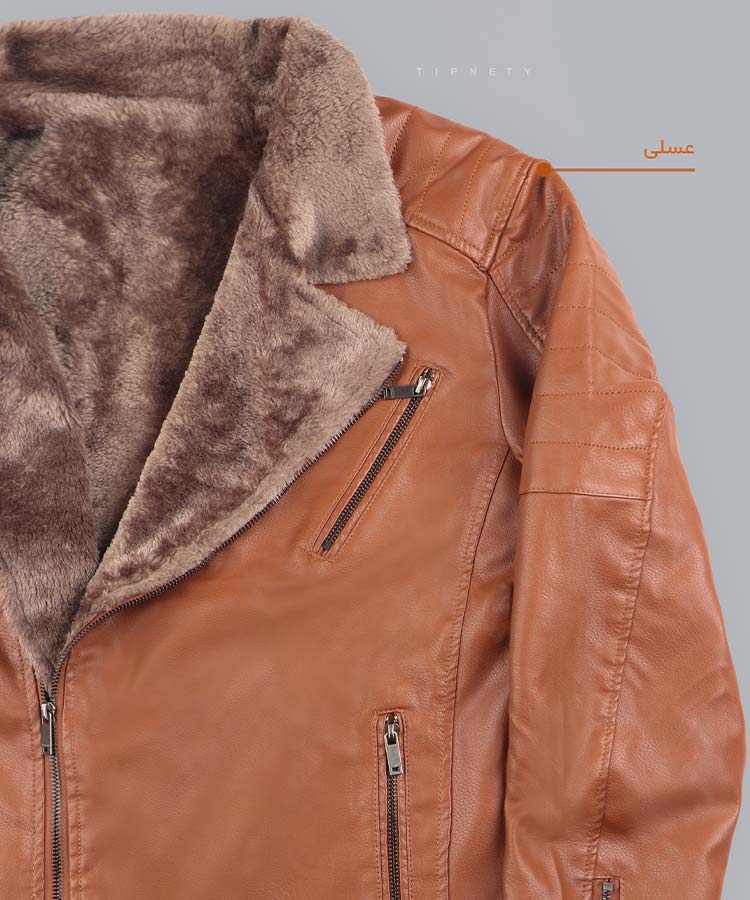                                                                                                                                 عسلی قهوه ای مشکی زمستانه کت چرم 2265  - تصویر 12