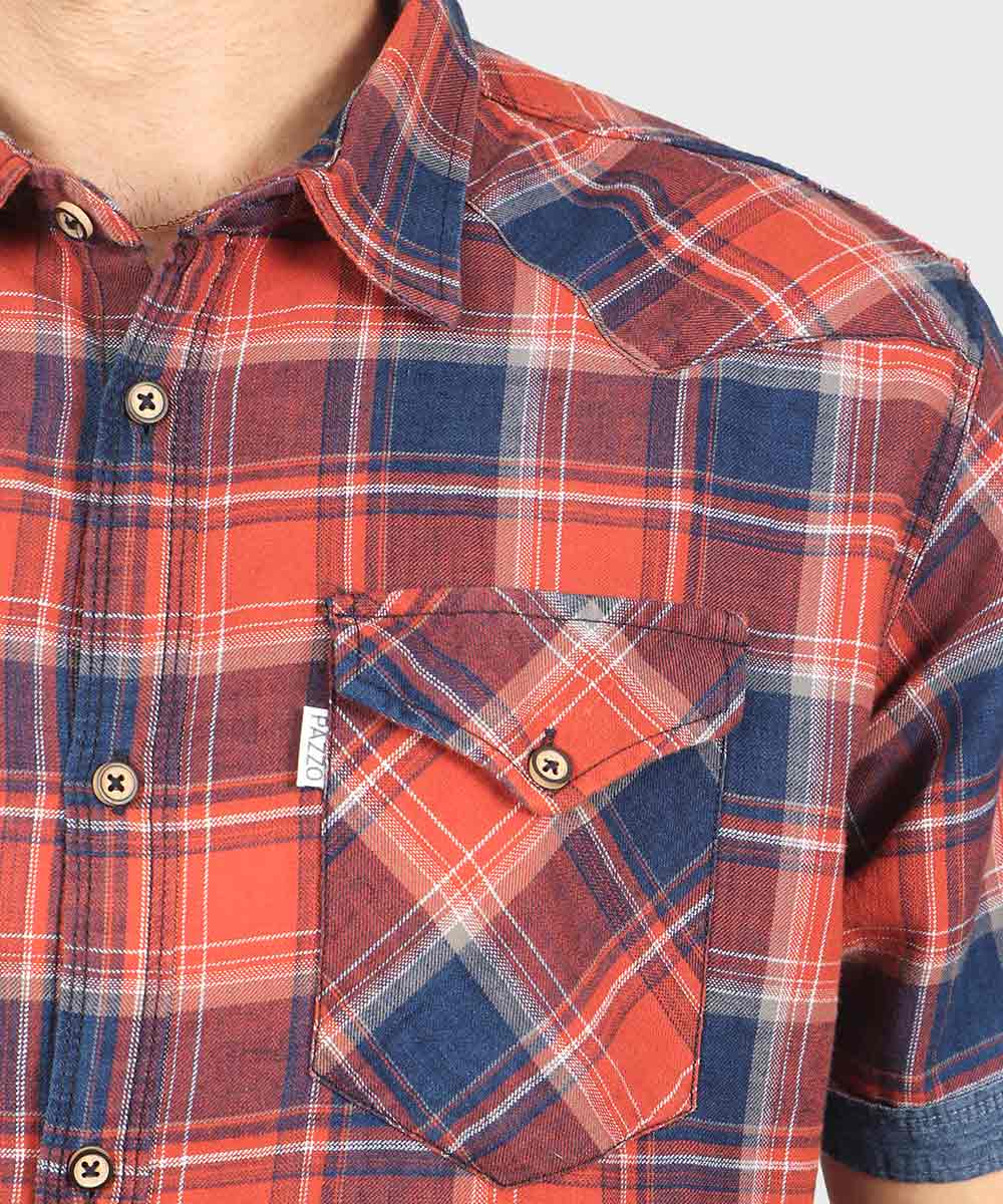 پیراهن مردانه آستین کوتاه و چهارخانه 0811