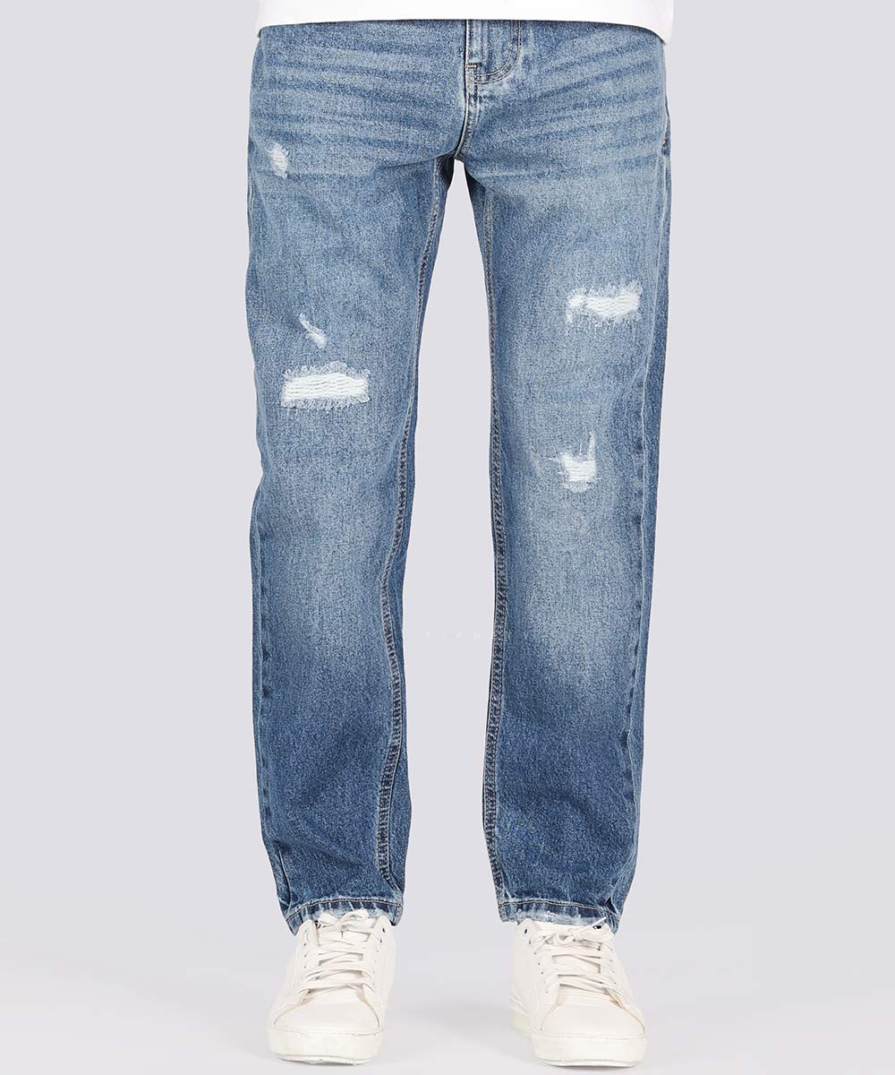 شلوار جین مام فیت مردانه آبی 3147