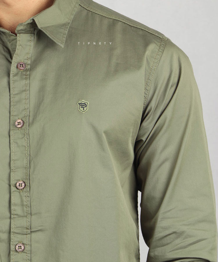         زیتونی پیراهن آستین بلند فیت 0803  - تصویر 3