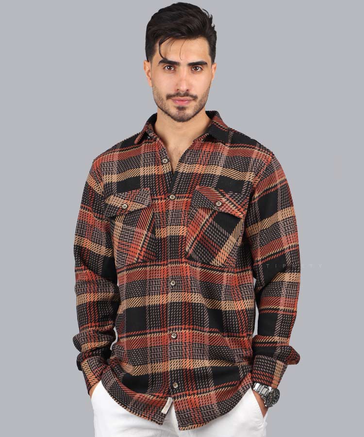                                                                                                                                                 آجری کرم مشکی لجنی طوسی تیره پاییزه پیراهن 0713  - تصویر 6