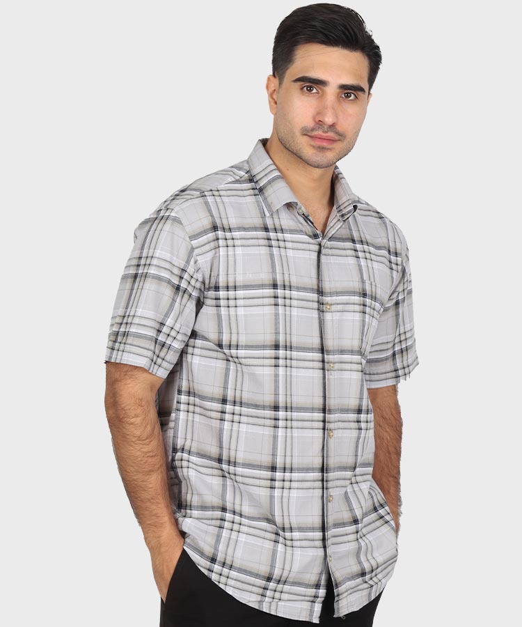             طوسی روشن پیراهن آستین کوتاه کلاسیک 0940  - تصویر 4